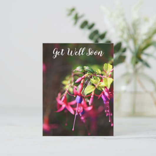 Roze Paarse, kleurrijke Fuchsia Flower krijgt snel Feestdagenkaart (Staand voorkant)
