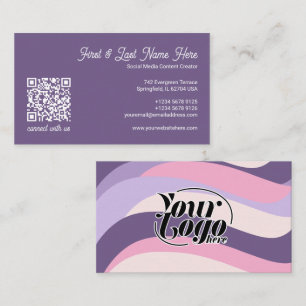 Roze Paarse Kleurrijke Golven Strepen QR Code Visitekaartje