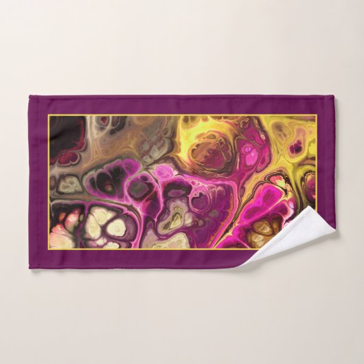 Roze, paarse kleurstofpatronen en monogram bad handdoek (Handdoek)