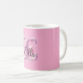 Roze Paarse Knus E Naam Koffiemok (Voorkant rechts)