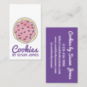 Roze Paarse koekjes Suiker Koekkerbakkerij Baker F Visitekaartje (Voorkant / Achterkant)