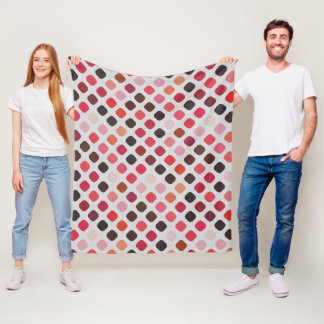 Roze Paarse koraalrode ronde vierkantjes Kunstpatr Fleece Deken