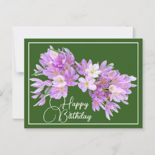 Roze/paarse krokus groene achtergrond Gelukkig Ver Briefkaart