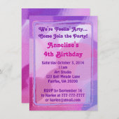 Roze Paarse kunstpartij Verf Stippen Uitnodiging (Voorkant / Achterkant)