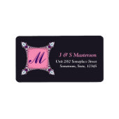 Roze & Paarse Kunstplaats Monogram Adres Etiket (Voorkant)