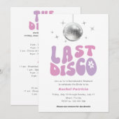 Roze paarse laatste disco, moderne retro vrijgezel kaart (Voorkant / Achterkant)