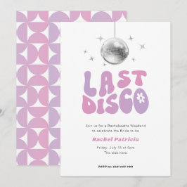 Roze paarse laatste disco, retro vrijgezellenfeest kaart