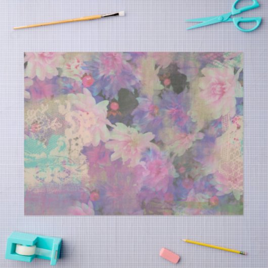  Roze Paarse Lace mooie bloem Tissuepapier (Craft)