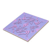 Roze Paarse lavender Damask Baroque  Patroon Tegeltje (Zijkant)