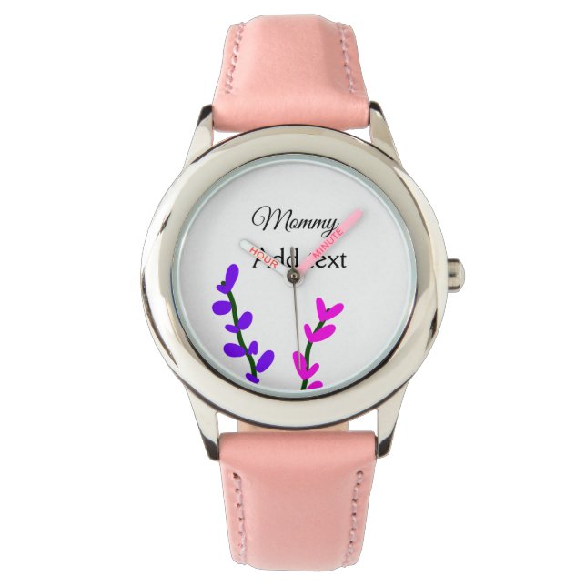 Roze paarse lavender moederdag mam cadeau horloge (Voorkant)
