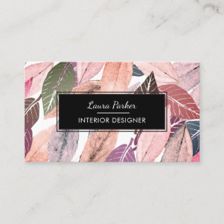 Roze Paarse Leaf Waterverf Natuur Yoga Meditation Visitekaartje
