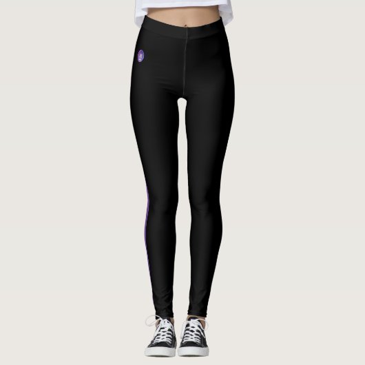 Roze Paarse Leggings met één zijde gestreept JK 20 (Voorkant)