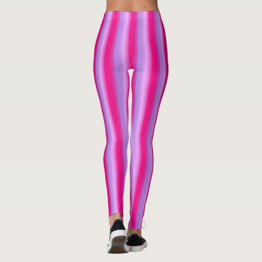 Roze paarse leggings met heldere streep (Achterkant)