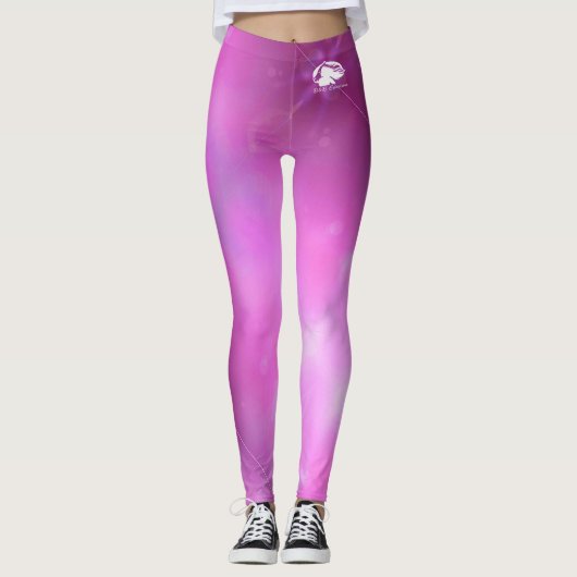 Roze Paarse Leggings - Witte B&B Logo (Voorkant)