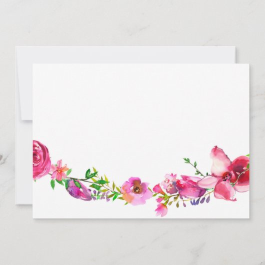 Roze & Paarse lentebloemen Bloemen Modern Kaart (Achterkant)