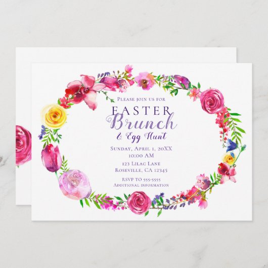 Roze & Paarse lentebloemen Bloemen Modern Kaart (Voorkant / Achterkant)