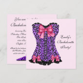 Roze & Paarse Leopard Corset Paarse Bachelorette P Kaart (Voorkant / Achterkant)