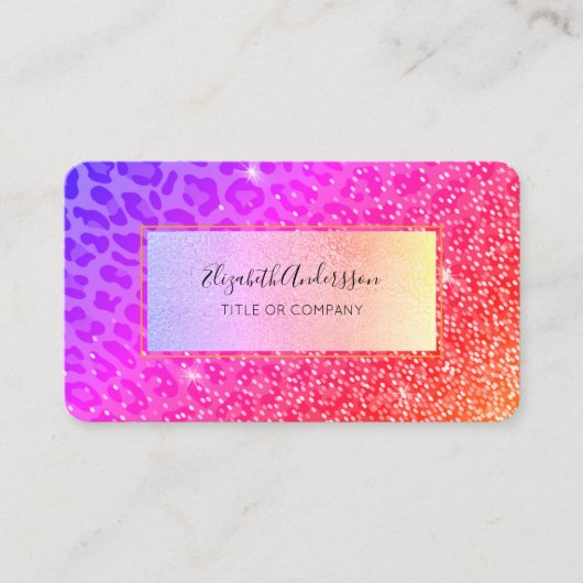 Roze paarse leoparglans, folie visitekaartje (Voorkant)