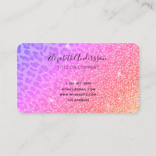 Roze paarse leoparglans, folie visitekaartje (Achterkant)