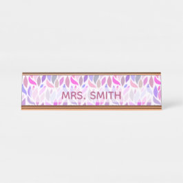 Roze Paarse Leraar Educator Professioneel Monogram Bureau Naambordje