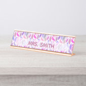 Roze Paarse Leraar Educator Professioneel Monogram Bureau Naambordje (Voorkant)