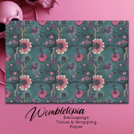 Roze & Paarse Leuke Halloween Pompoen & Bloemen Tissuepapier