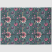 Roze & Paarse Leuke Halloween Pompoen & Bloemen Tissuepapier (Voorkant)