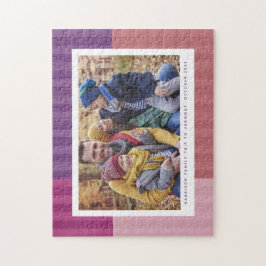 Roze paarse leuke, kleurrijke, gepersonaliseerde f legpuzzel