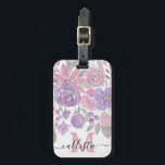 Roze Paarse lichte Sage Groene Florence Waterverf Bagagelabel<br><div class="desc">Dit elegante en patroon is perfect voor de trendy en stijlvolle vrouw. Hij heeft een handbeschilderde roze, paarse en lichte groene bloemen en bladeren boven op een eenvoudige witte achtergrond. Het is artsy, girly, land, schattig, uniek en trendy. Pas dit ontwerp aan met uw eigen gepersonaliseerde monogram naam en initiaal....</div>