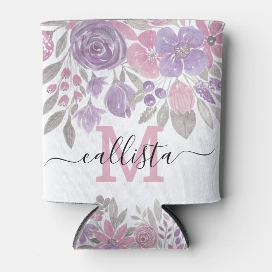 Roze Paarse lichte Sage Groene Florence Waterverf Blikjeskoeler (Voorkant)