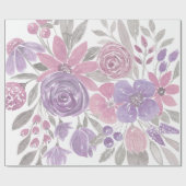 Roze Paarse lichte Sage Groene Florence Waterverf Cadeaupapier (Vlak)
