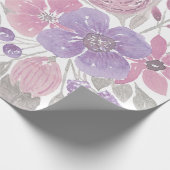 Roze Paarse lichte Sage Groene Florence Waterverf Cadeaupapier (Hoek)