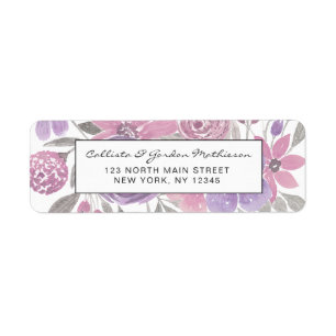 Roze Paarse lichte Sage Groene Florence Waterverf Etiket