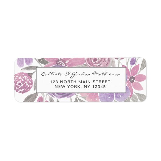 Roze Paarse lichte Sage Groene Florence Waterverf Etiket (Voorkant)