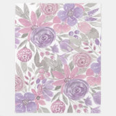 Roze Paarse lichte Sage Groene Florence Waterverf Fleece Deken (Voorkant)