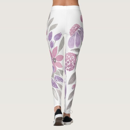 Roze Paarse lichte Sage Groene Florence Waterverf Leggings (Achterkant)