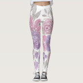 Roze Paarse lichte Sage Groene Florence Waterverf Leggings (Voorkant)