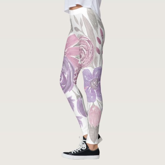 Roze Paarse lichte Sage Groene Florence Waterverf Leggings (Links)