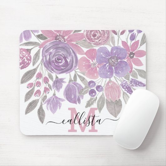 Roze Paarse lichte Sage Groene Florence Waterverf Muismat (Met muis)