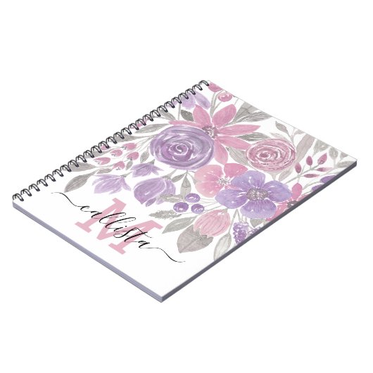 Roze Paarse lichte Sage Groene Florence Waterverf Notitieboek (Linkerzijde)