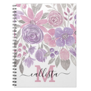Roze Paarse lichte Sage Groene Florence Waterverf Notitieboek
