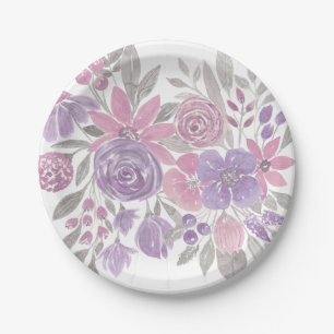 Roze Paarse lichte Sage Groene Florence Waterverf Papieren Bordje