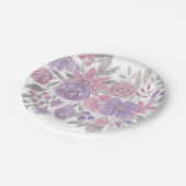 Roze Paarse lichte Sage Groene Florence Waterverf Papieren Bordje (Gekanteld)