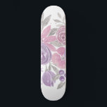 Roze Paarse lichte Sage Groene Florence Waterverf Persoonlijk Skateboard<br><div class="desc">Dit elegante en patroon is perfect voor de trendy en stijlvolle vrouw. Hij heeft een handbeschilderde roze, paarse en lichte groene bloemen en bladeren boven op een eenvoudige witte achtergrond. Het is artsy, girly, land, schattig, uniek en trendy. ***BELANGRIJKE ONTWERPNOOT: Voor om het even welk verzoek van het douaneontwerp zoals...</div>