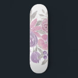 Roze Paarse lichte Sage Groene Florence Waterverf Persoonlijk Skateboard<br><div class="desc">Dit elegante en patroon is perfect voor de trendy en stijlvolle vrouw. Hij heeft een handbeschilderde roze, paarse en lichte groene bloemen en bladeren boven op een eenvoudige witte achtergrond. Het is artsy, girly, land, schattig, uniek en trendy. ***BELANGRIJKE ONTWERPNOOT: Voor om het even welk verzoek van het douaneontwerp zoals...</div>