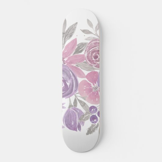 Roze Paarse lichte Sage Groene Florence Waterverf Persoonlijk Skateboard (Voorkant)