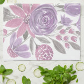 Roze Paarse lichte Sage Groene Florence Waterverf Theedoek (Gevouwen)