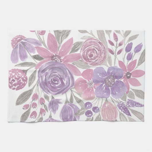 Roze Paarse lichte Sage Groene Florence Waterverf Theedoek (Horizontaal)