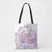 Roze Paarse lichte Sage Groene Florence Waterverf Tote Bag (Voorkant)