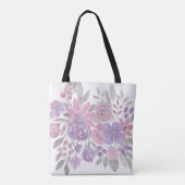 Roze Paarse lichte Sage Groene Florence Waterverf Tote Bag (Achterkant)